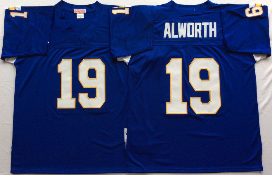 Men NFL Los Angeles Chargers 19 Alworth purple Mitchell Ness jerseys